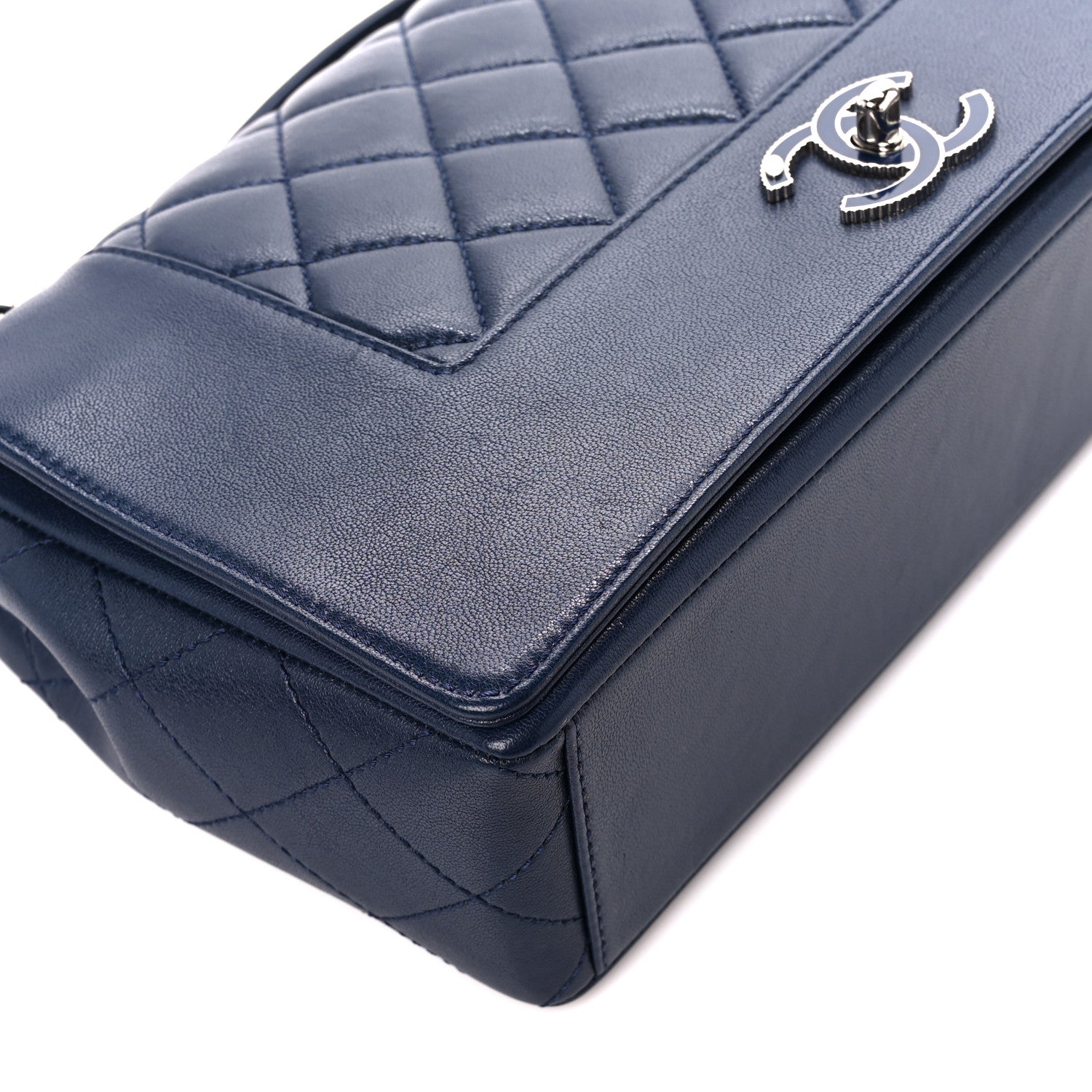 Chanel Sheepskin Quilted Vintage Mademoiselle Flap Dark Navy 11 of 13
