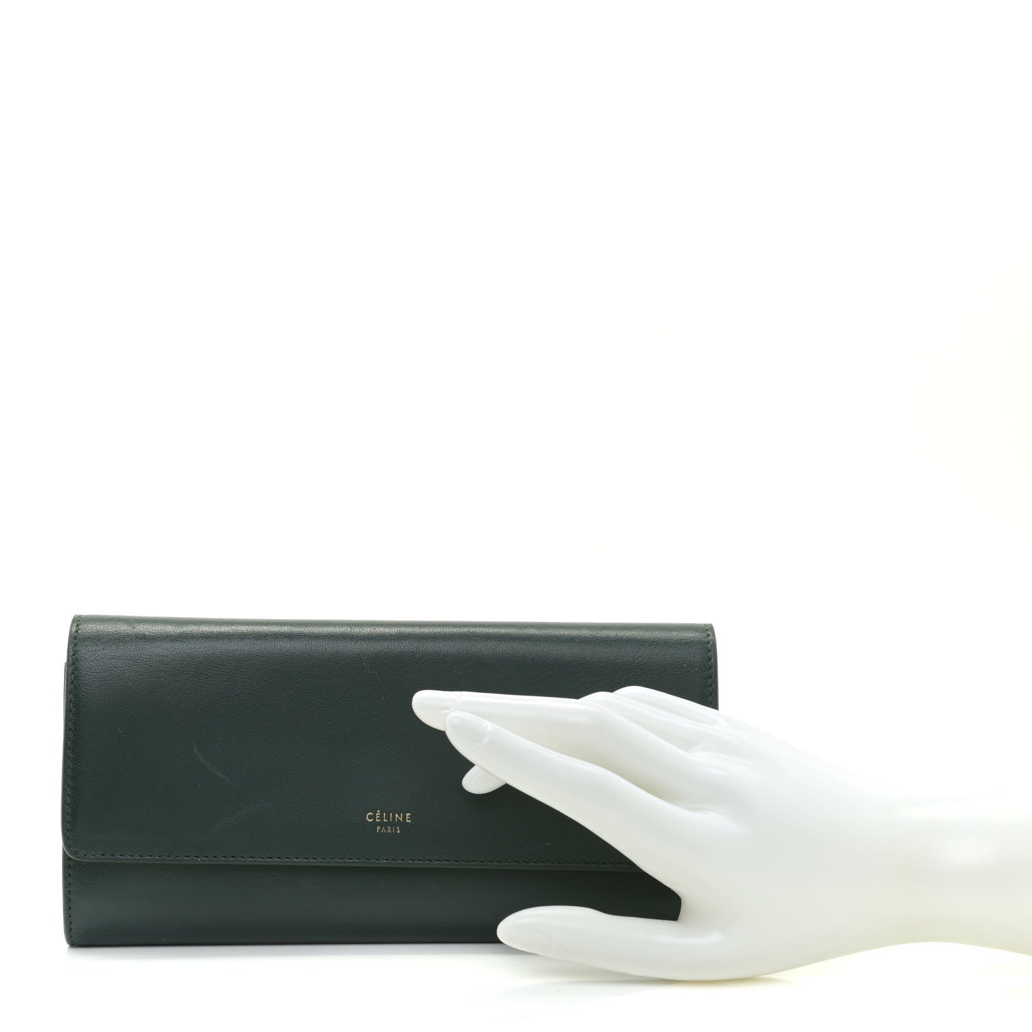 Celine Lambskin Large Flap Wallet Emerald 3 of 14