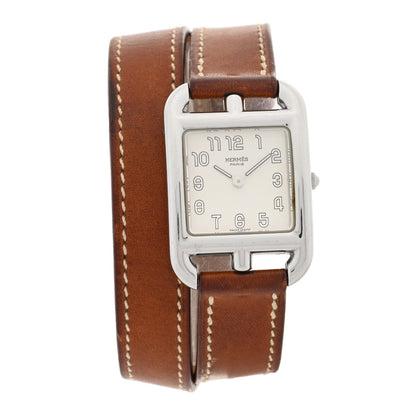 Hermes Stainless Steel Barenia 23mm Cape Cod Double Tour Quartz Watch Fauve 1 of 5