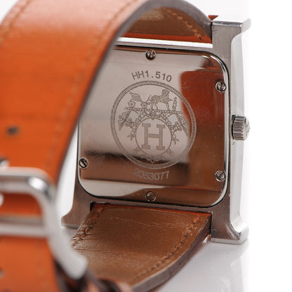 Hermes Stainless Steel Swift 26mm Heure H Hour Quartz Watch Orange 6 of 10