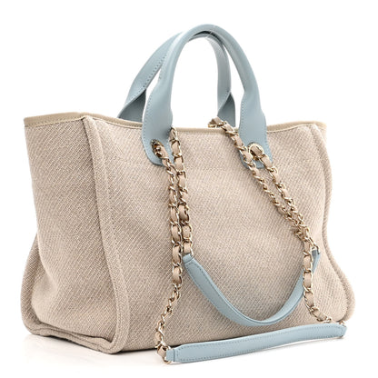 Chanel Mixed Fibers Calfskin Small Deauville Tote Grey Light Blue 3 of 11