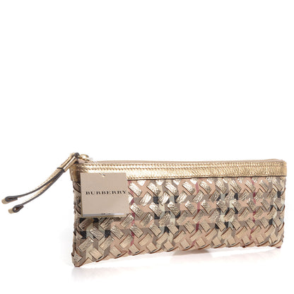 Burberry Woven Leather Nova Check Ashcombe Clutch Gold 3 of 7