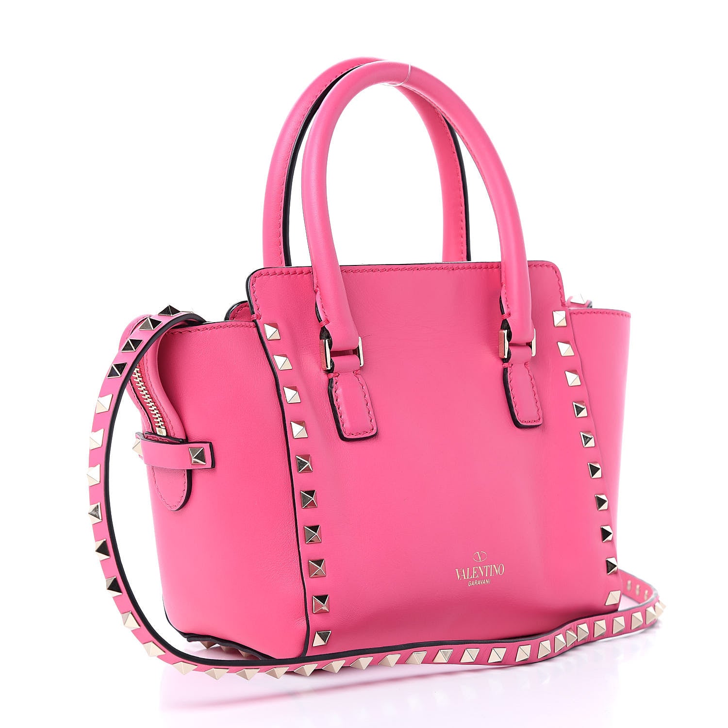 Valentino Garavani Vitello Mini Rockstud Double Handle Tote Peony 3 of 10