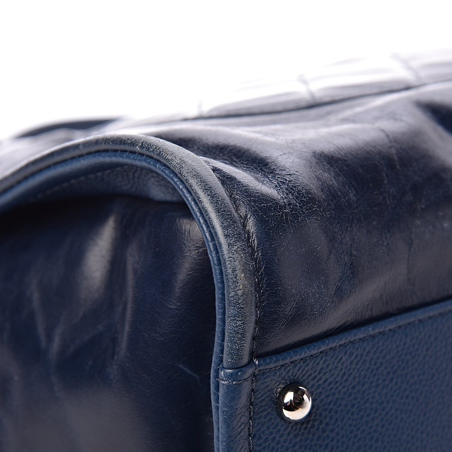 Glazed Calfskin Small Deauville Tote Blue