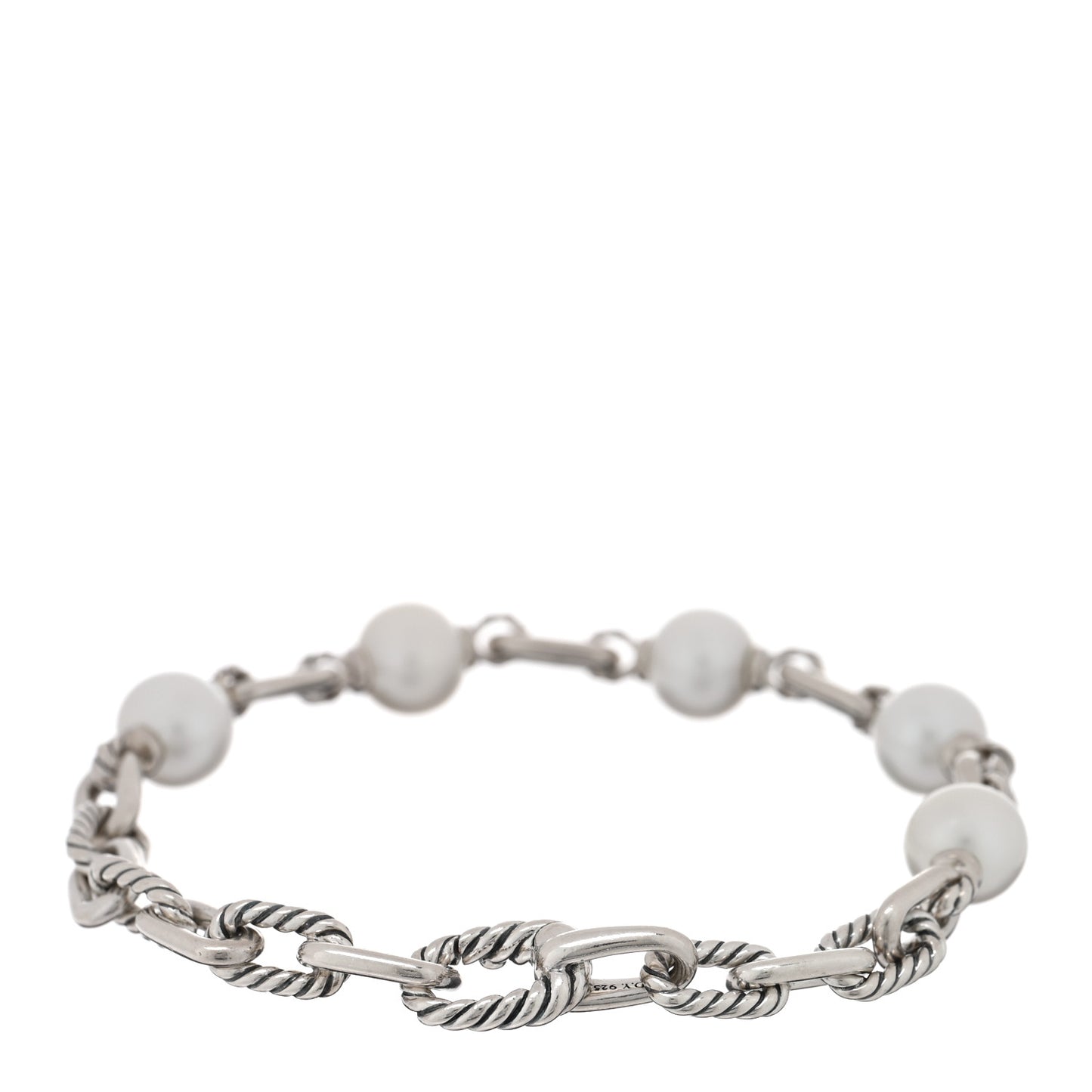 Sterling Silver Cultured Pearl 6mm Madison Chain Bracelet