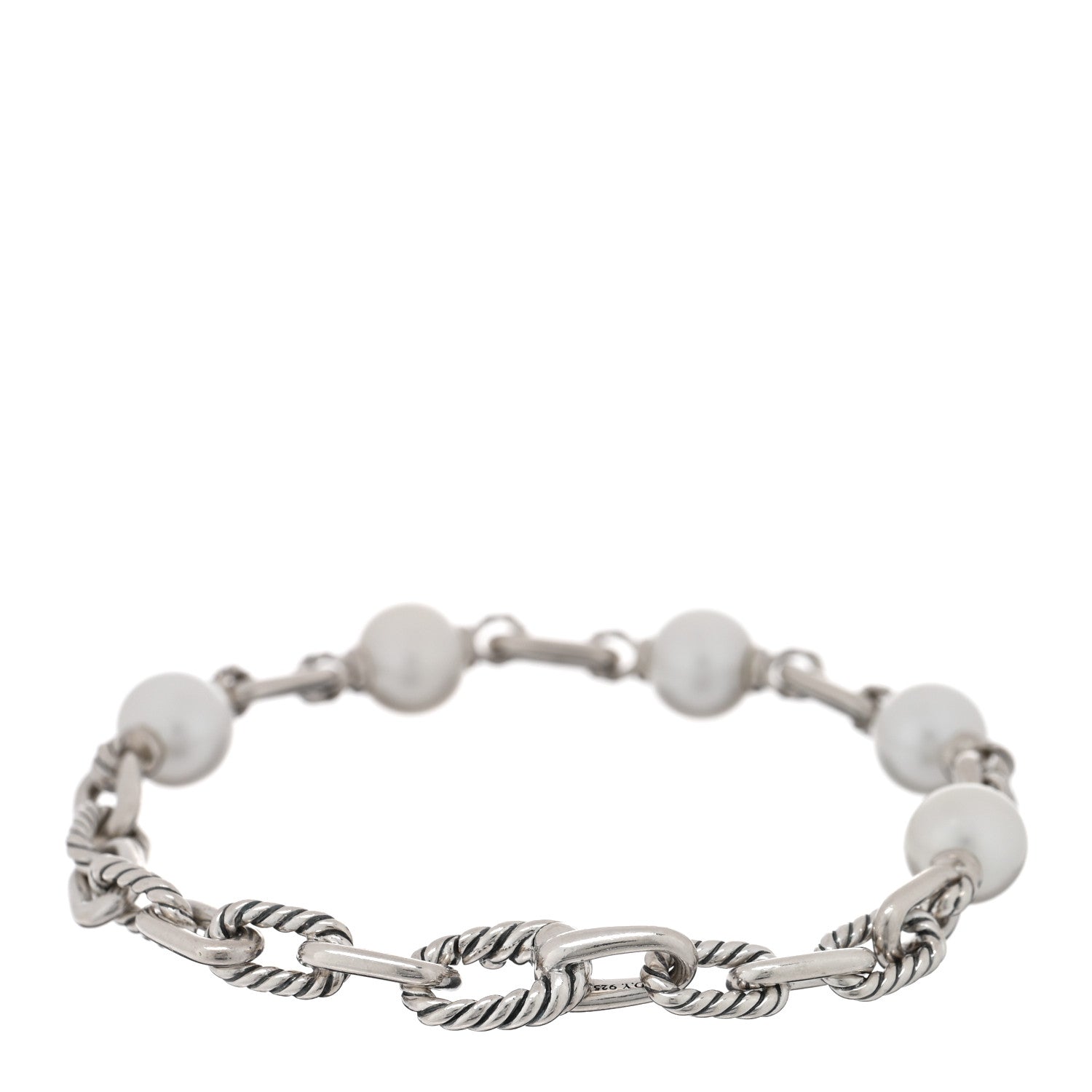 David Yurman Sterling Silver Cultured Pearl 6mm Madison Chain Bracelet 2 of 3