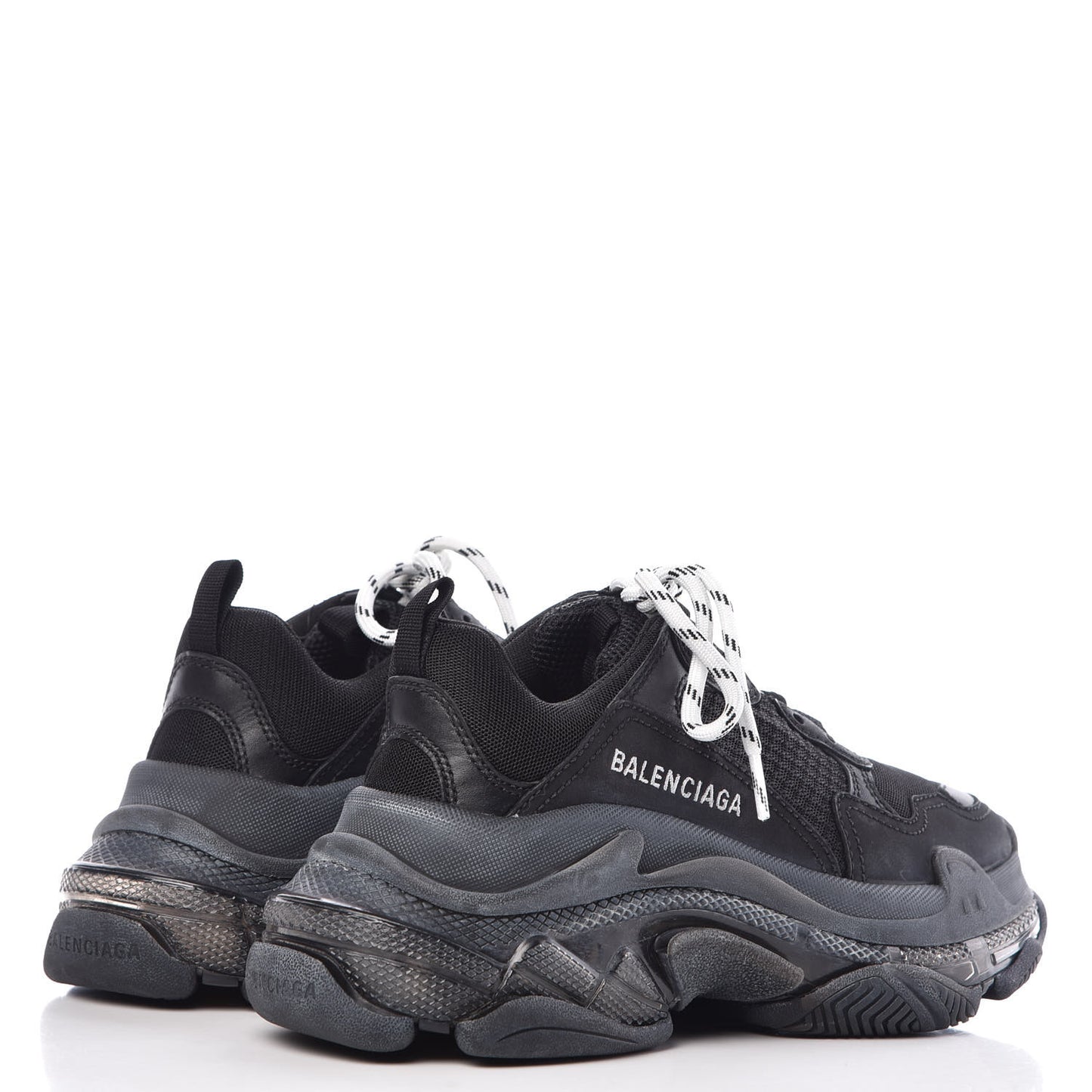 Fabric Mesh Clear Sole Womens Triple S Sneakers 37 Black