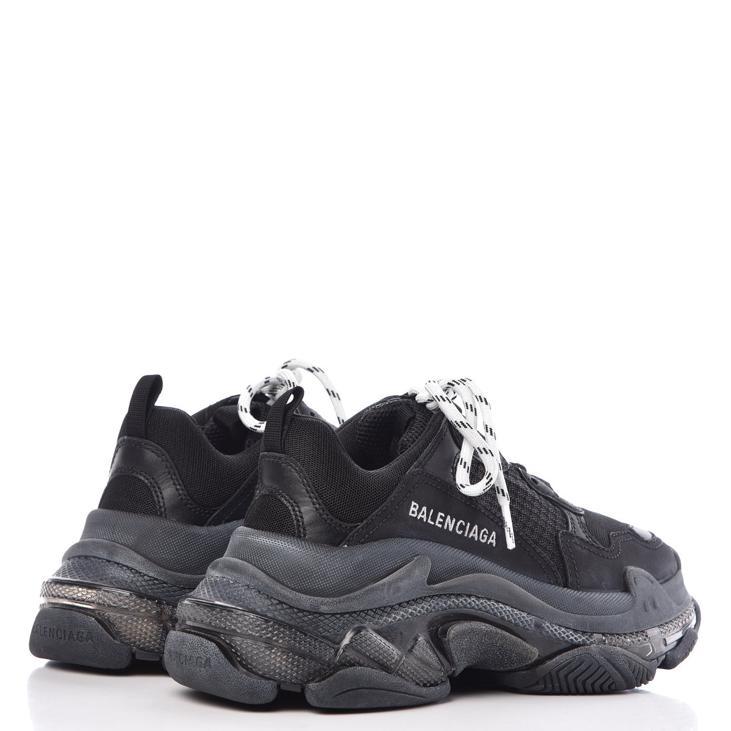 Balenciaga Fabric Mesh Clear Sole Womens Triple S Sneakers 37 Black 4 of 9