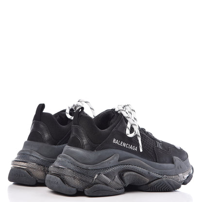 Balenciaga Fabric Mesh Clear Sole Womens Triple S Sneakers 37 Black 4 of 9