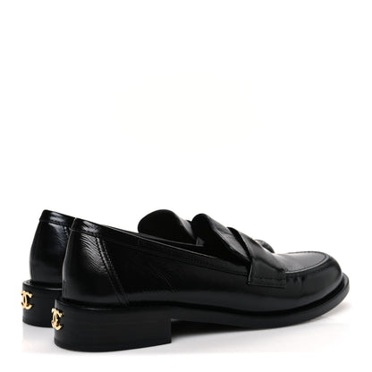 Chanel Shiny Calfskin Logo Loafers 38.5 Black 5 of 10