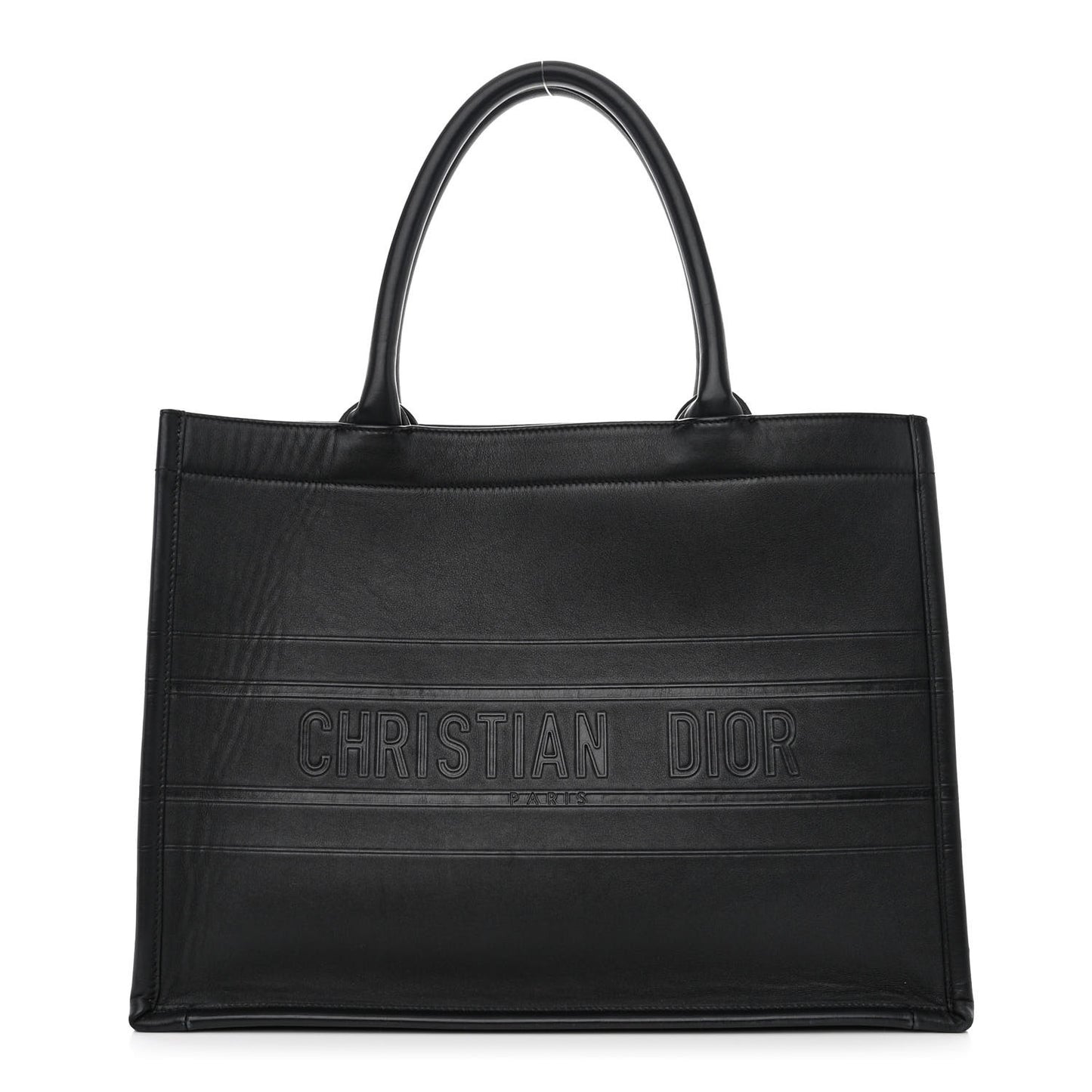 Calfskin Embossed Medium Book Tote Black