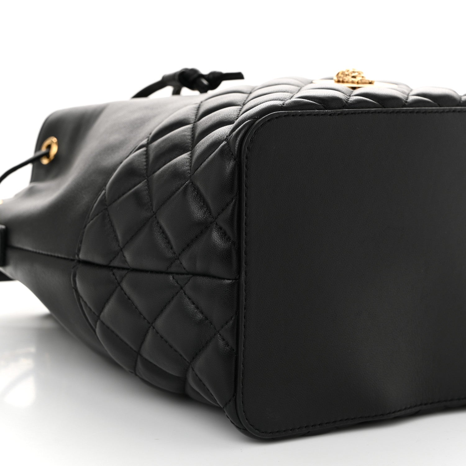 Versace Nappa Quilted Medusa Top Handle Bucket Bag Black 8 of 9