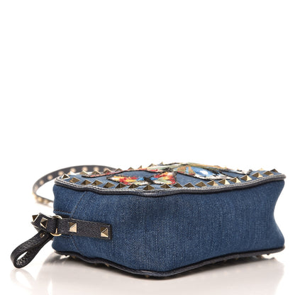 Valentino Garavani Denim Butterfly Embroidered Rockstud Camera Crossbody Bag Light Denim Multicolor 4 of 8