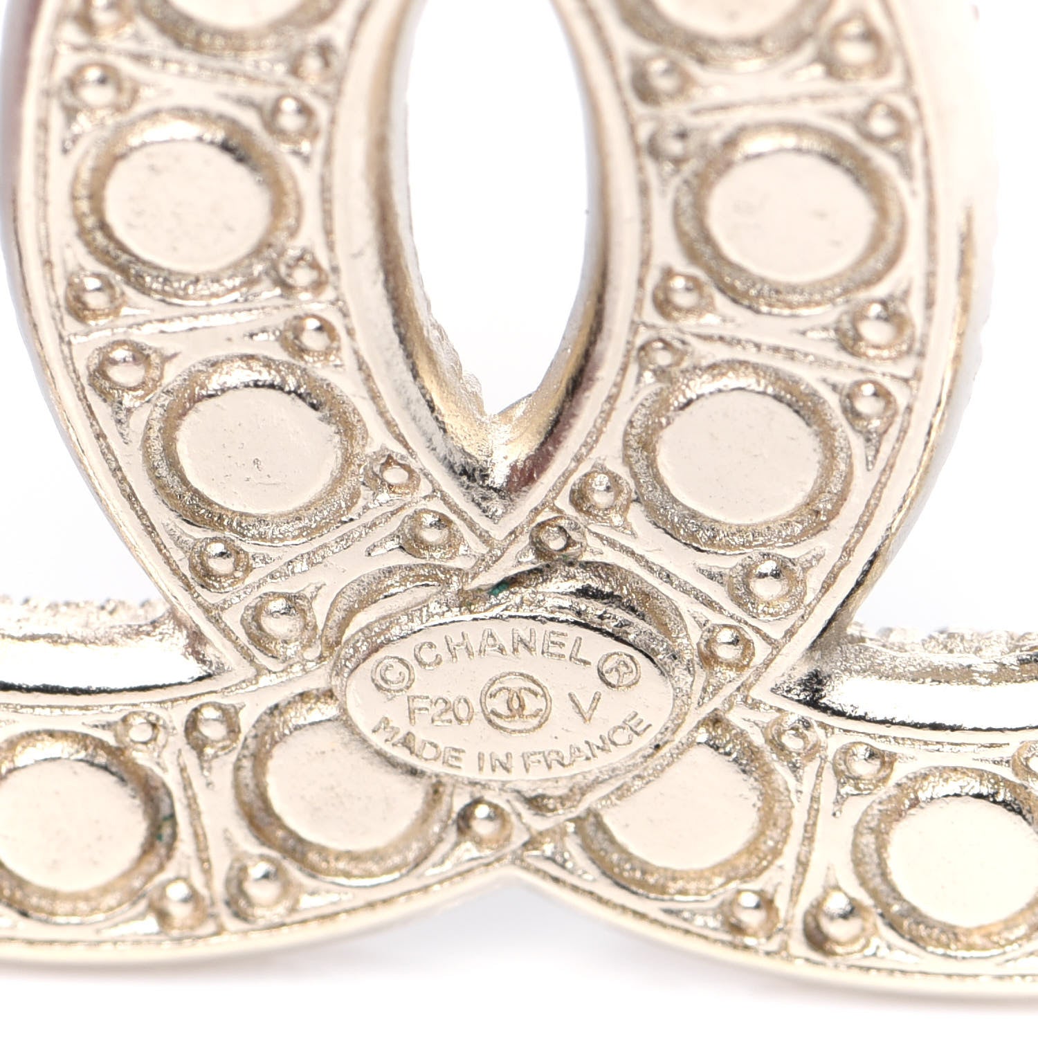 Chanel Pearl Crystal CC Brooch Gold 3 of 7