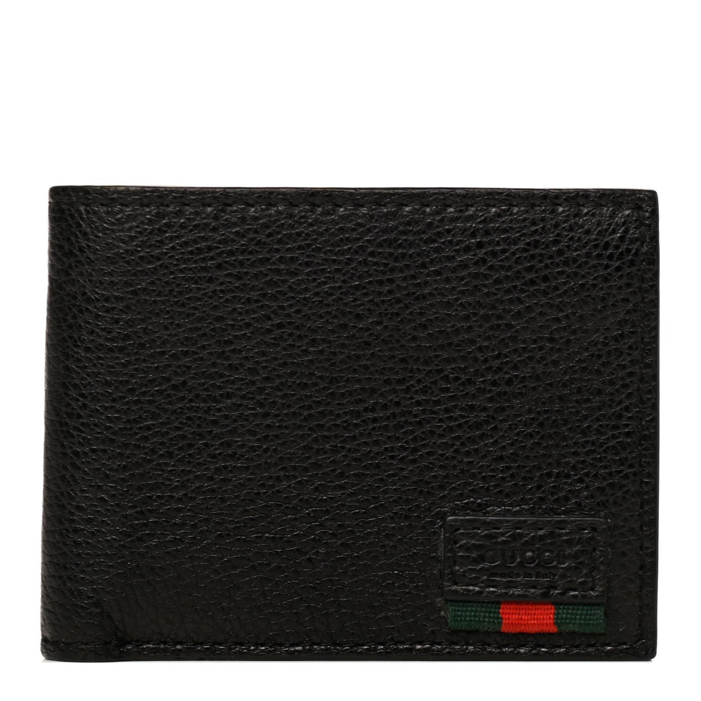Grained Calfskin Web Bi-Fold Wallet Black