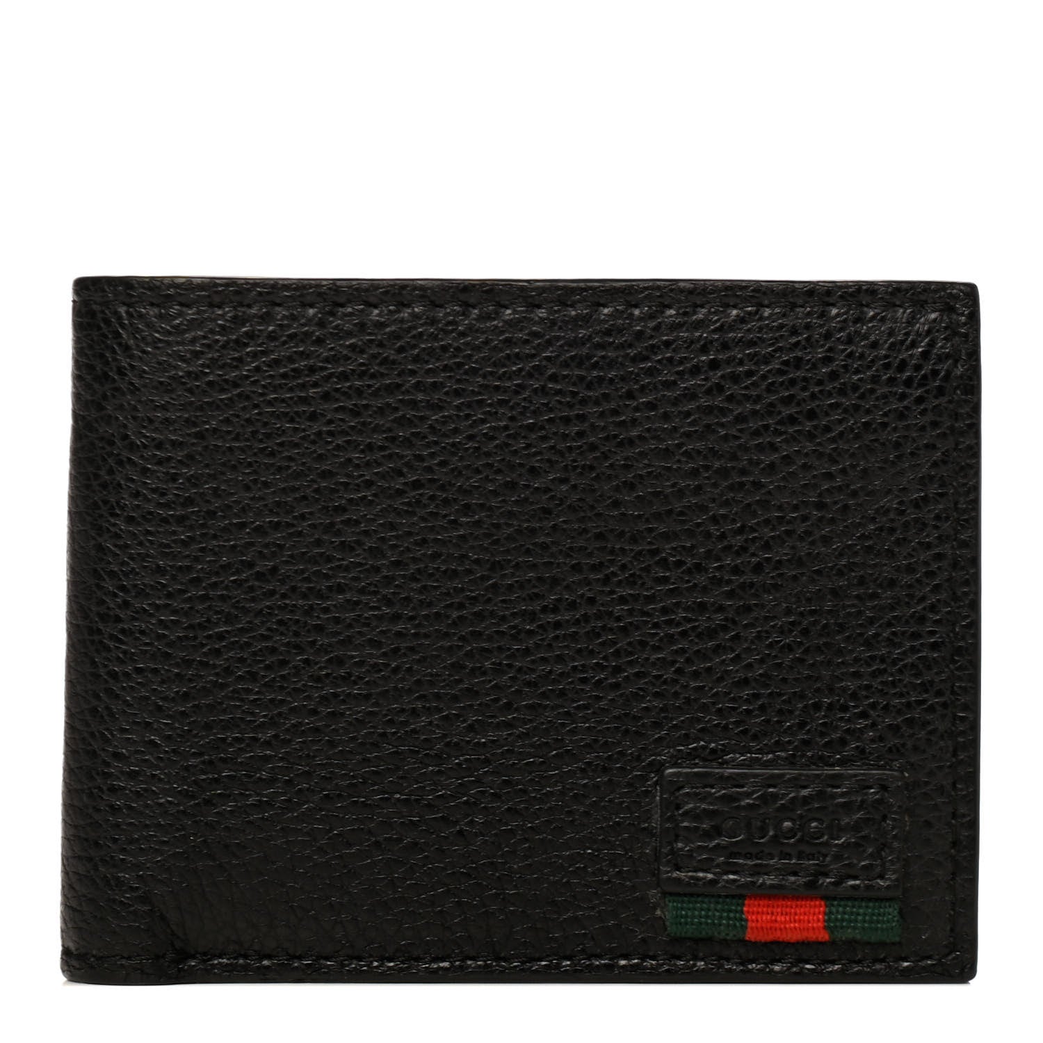 Gucci Grained Calfskin Web Bi-Fold Wallet Black 1 of 6