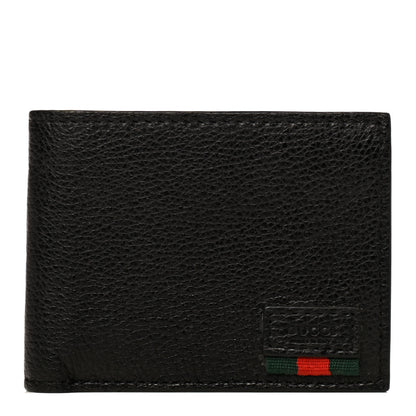 Gucci Grained Calfskin Web Bi-Fold Wallet Black 1 of 6