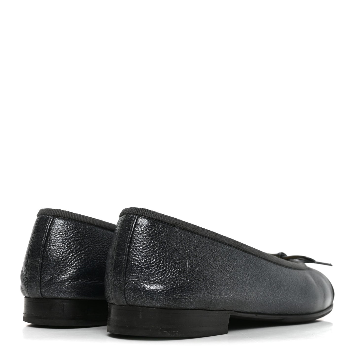 Metallic Calfskin Hologram Cap Toe Ballerina Flats 37.5 Dark Silver