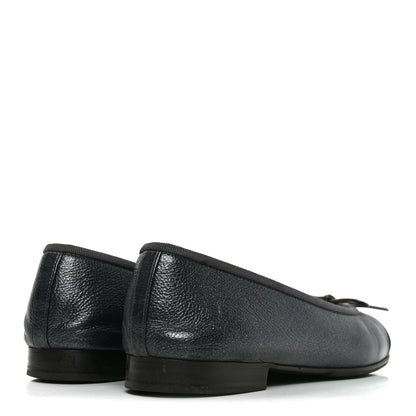 Chanel Metallic Calfskin Hologram Cap Toe Ballerina Flats 37.5 Dark Silver 5 of 9