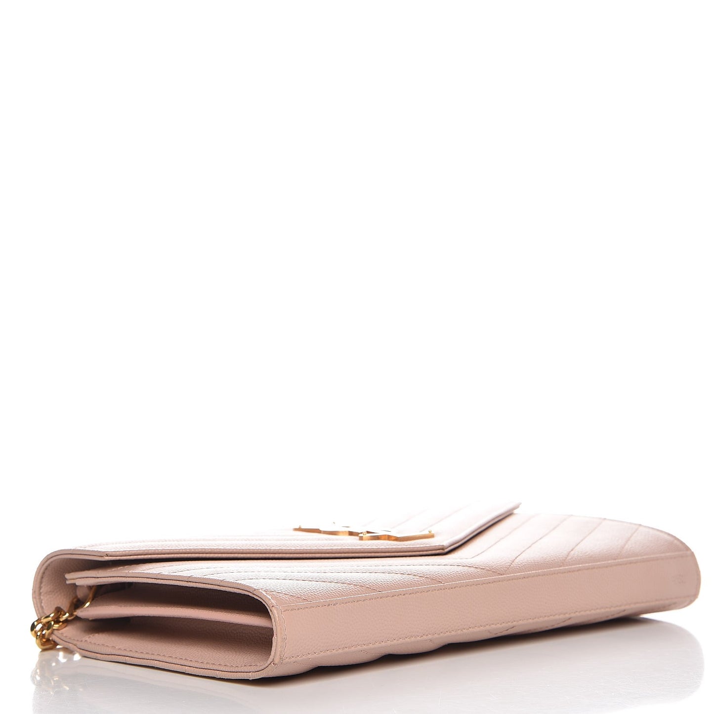 Grain De Poudre Matelasse Chevron Monogram Chain Wallet Pale Blush