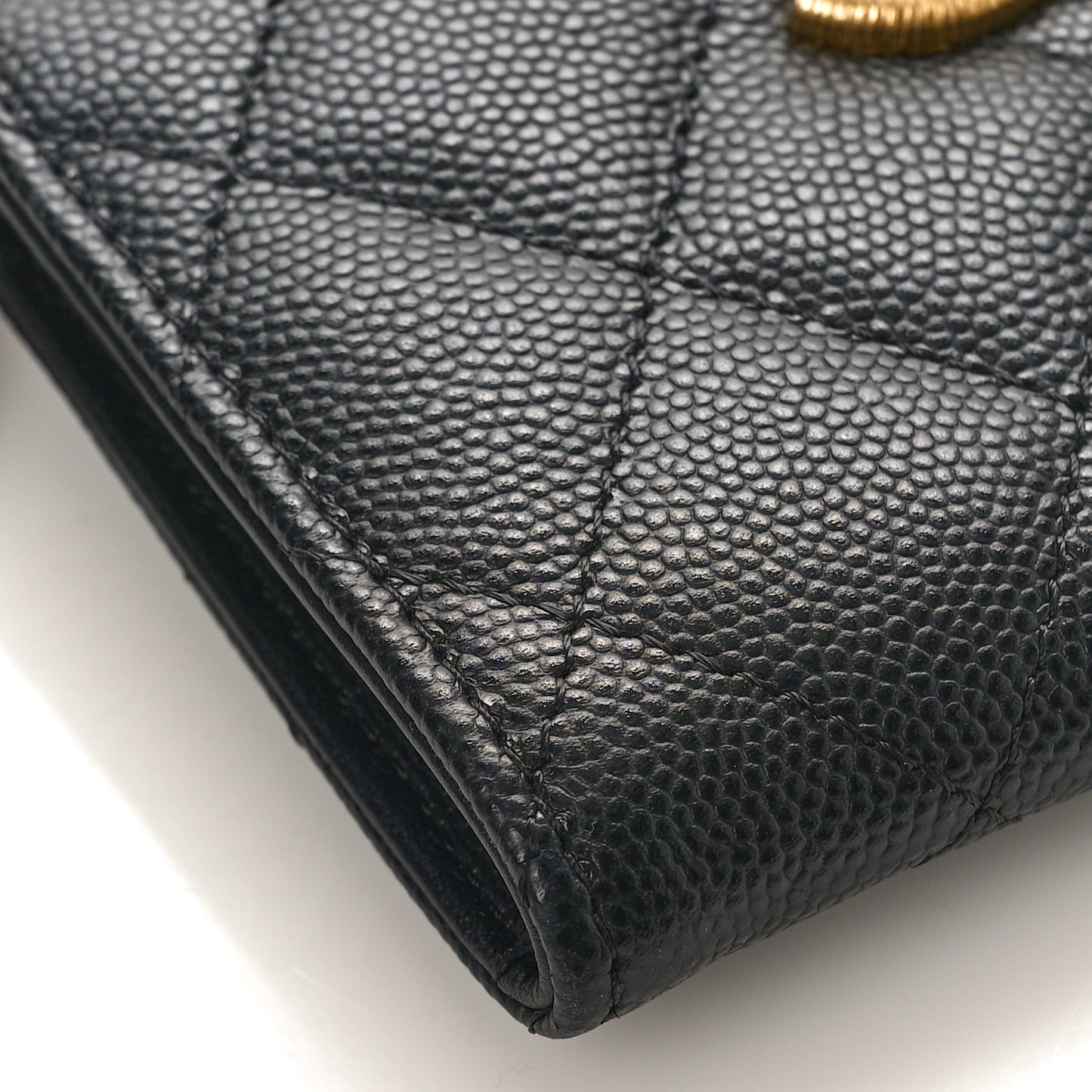Caviar Quilted Zipped Key Holder Case Black