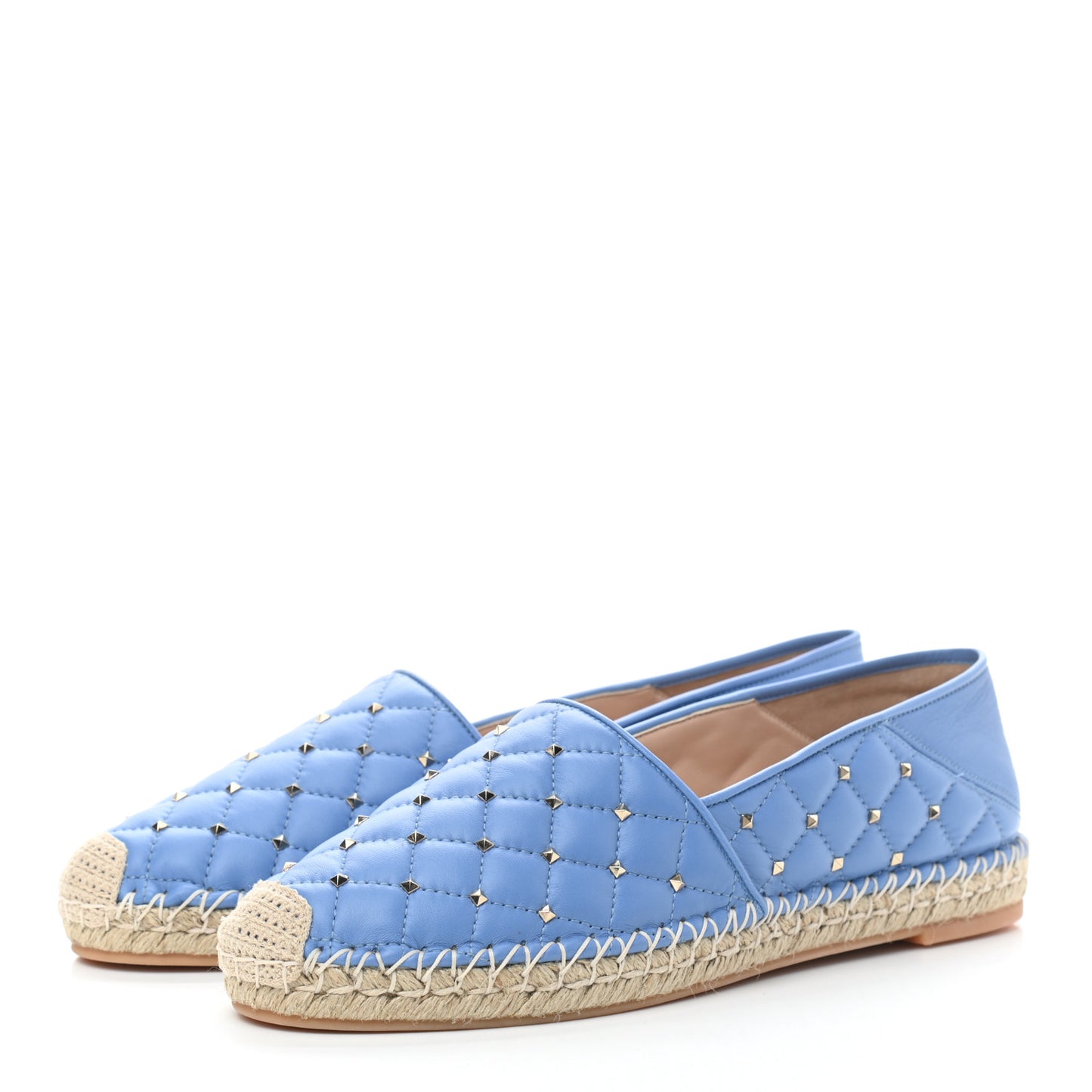 Nappa Rockstud Spike Espadrille Flats 40 Angel Natural