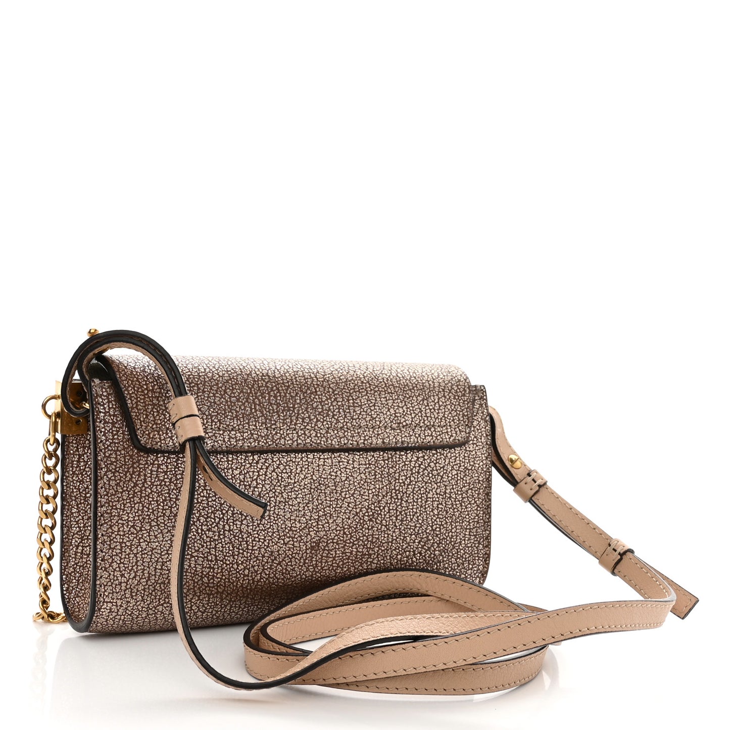 Metallic Goatskin Mini Faye Shoulder Bag Gold