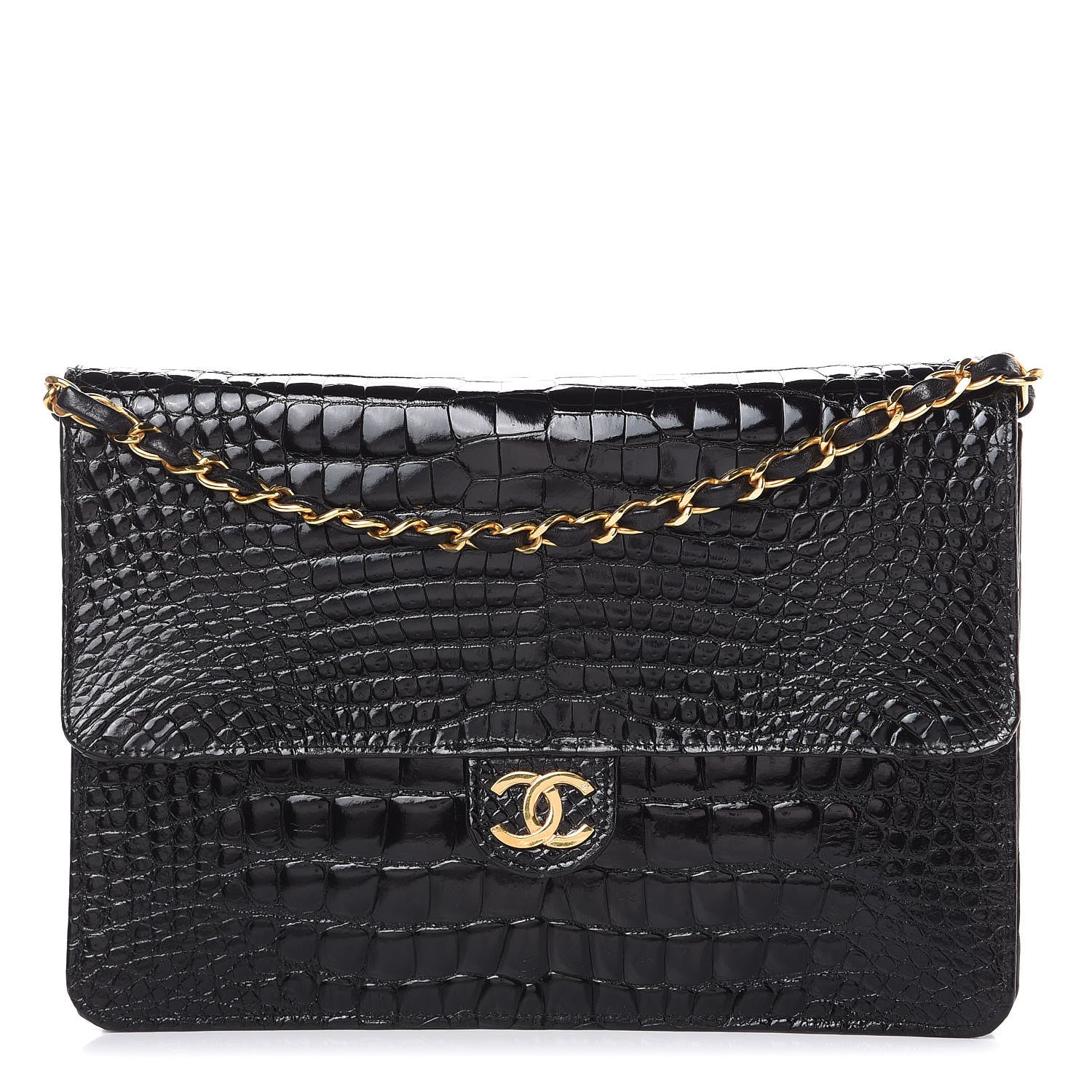 Chanel Shiny Crocodile Small Single Flap Black 1 of 11