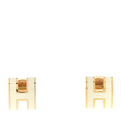 Hermes Gold Lacquered Mini Pop H Earrings White 1 of 7