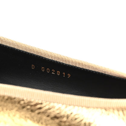 Chanel Metallic Crackled Laminated Calfskin CC Cap Toe Ballerina Flats 37.5 Gold Silver 8 of 9