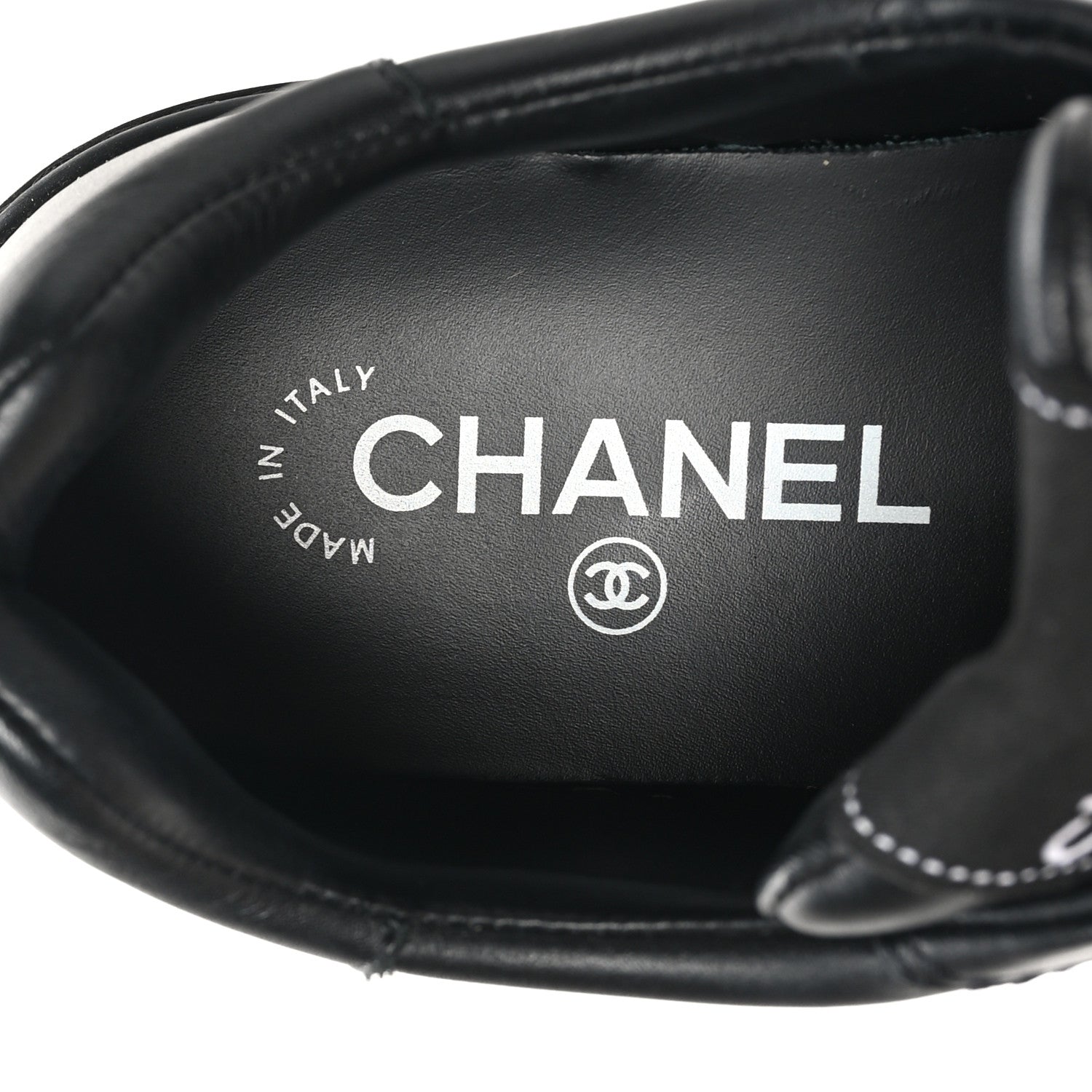 Chanel Calfskin CC Womens Sneakers 37.5 Black 9 of 10