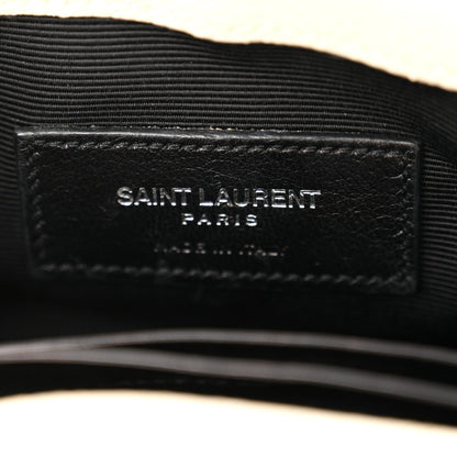 Saint Laurent Grained Calfskin Matelassé Chevron Monogram Classic Baby Chain Bag White 7 of 14