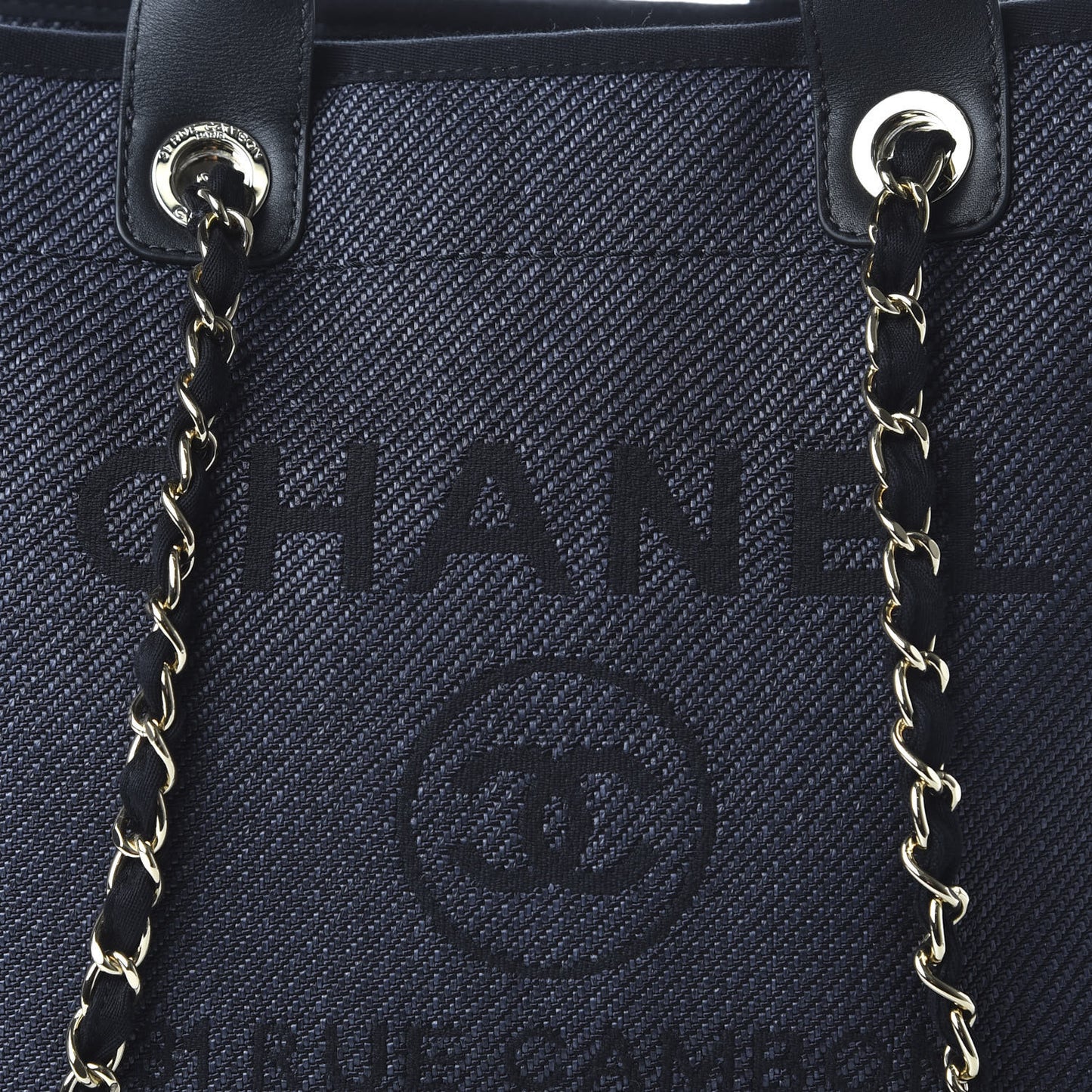 Mixed Fibers Calfskin Medium Deauville Tote Black