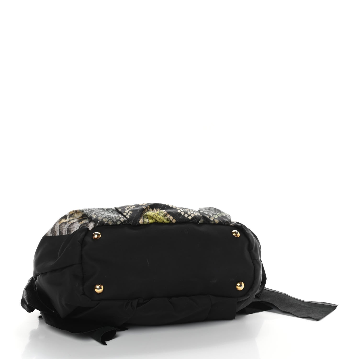 Prada Nylon Python Print Large Bow Bag Verde 4 of 12