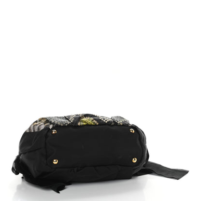 Prada Nylon Python Print Large Bow Bag Verde 4 of 12