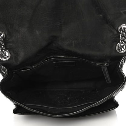 Saint Laurent Patent Crocodile Embossed Lambskin Monogram Medium Niki Chain Satchel Black 5 of 19