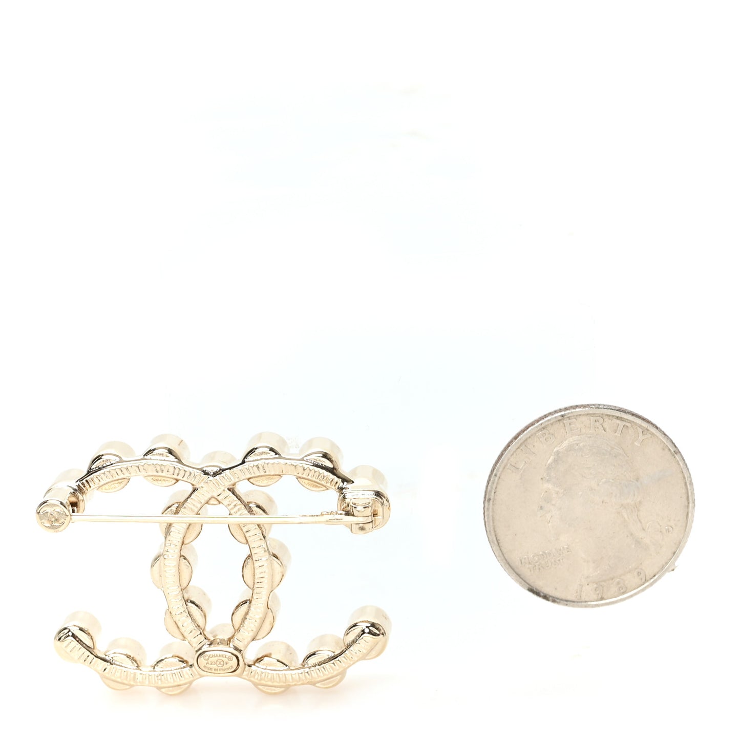 Crystal CC Brooch Gold
