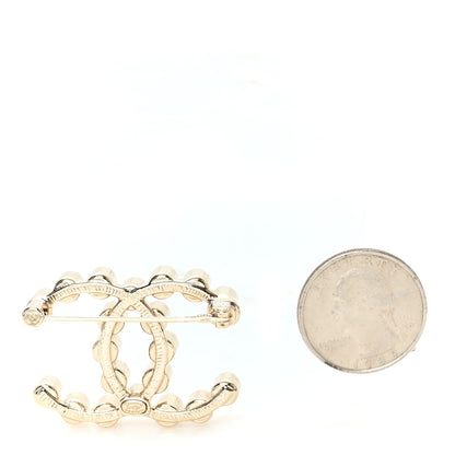 Chanel Crystal CC Brooch Gold 2 of 3
