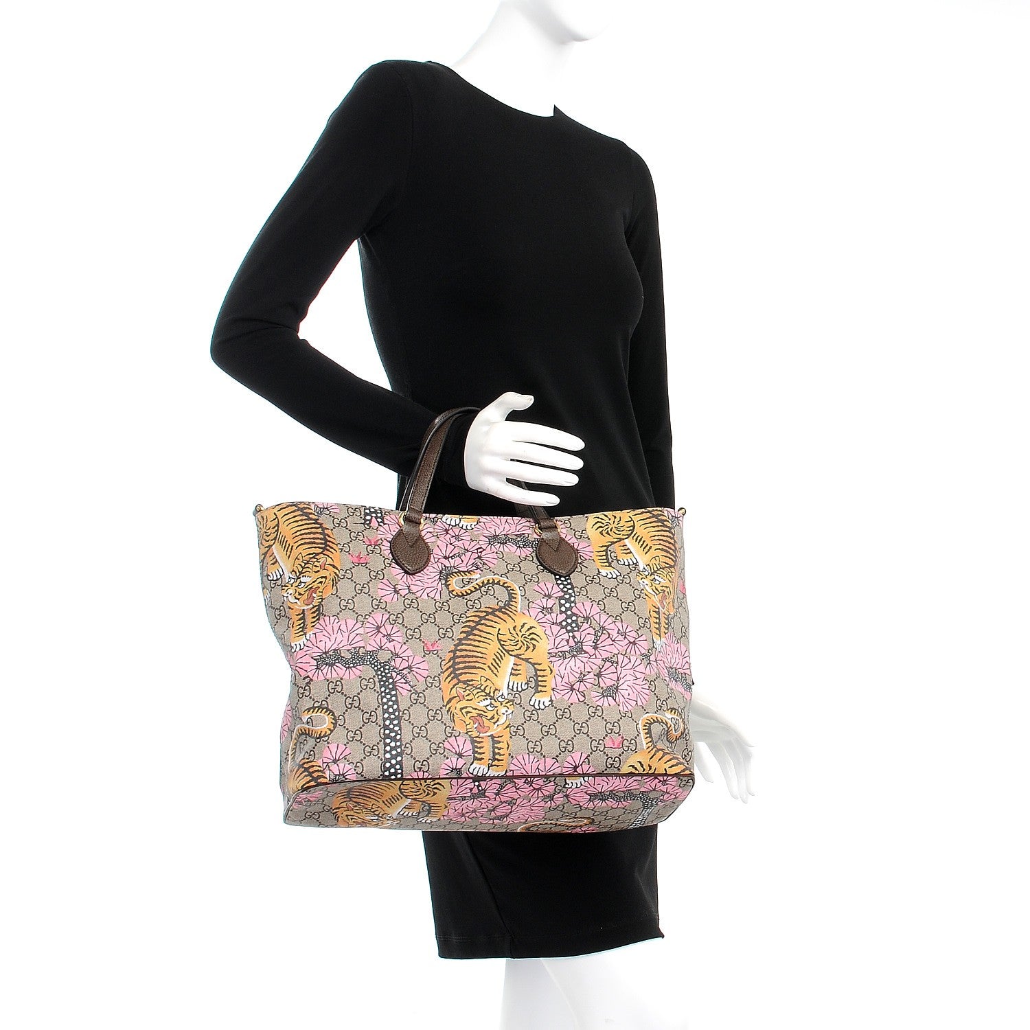 Gucci Soft GG Supreme Monogram Bengal Medium Crossbody Tote Beige Pink 2 of 7