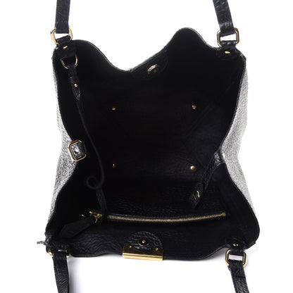 Burberry Signature Grain Calfskin Check Embossed Small Canterbury Tote Black 6 of 14