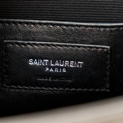 Saint Laurent Grain De Poudre Textured Mixed Matelasse Medium Triquilt Monogram Satchel Earth 7 of 11