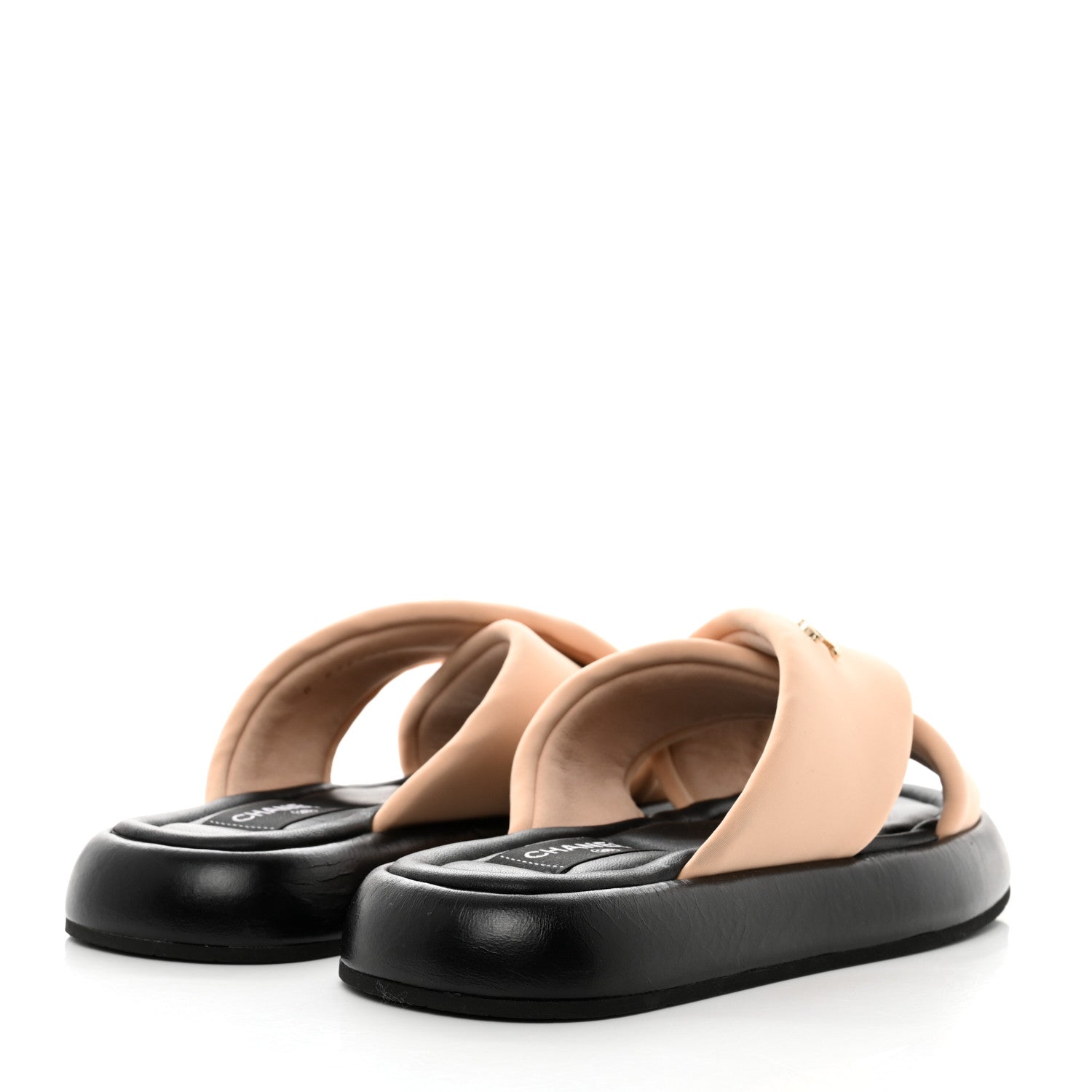 Chanel Fabric CC Mules Sandals 39 Light Beige 4 of 9