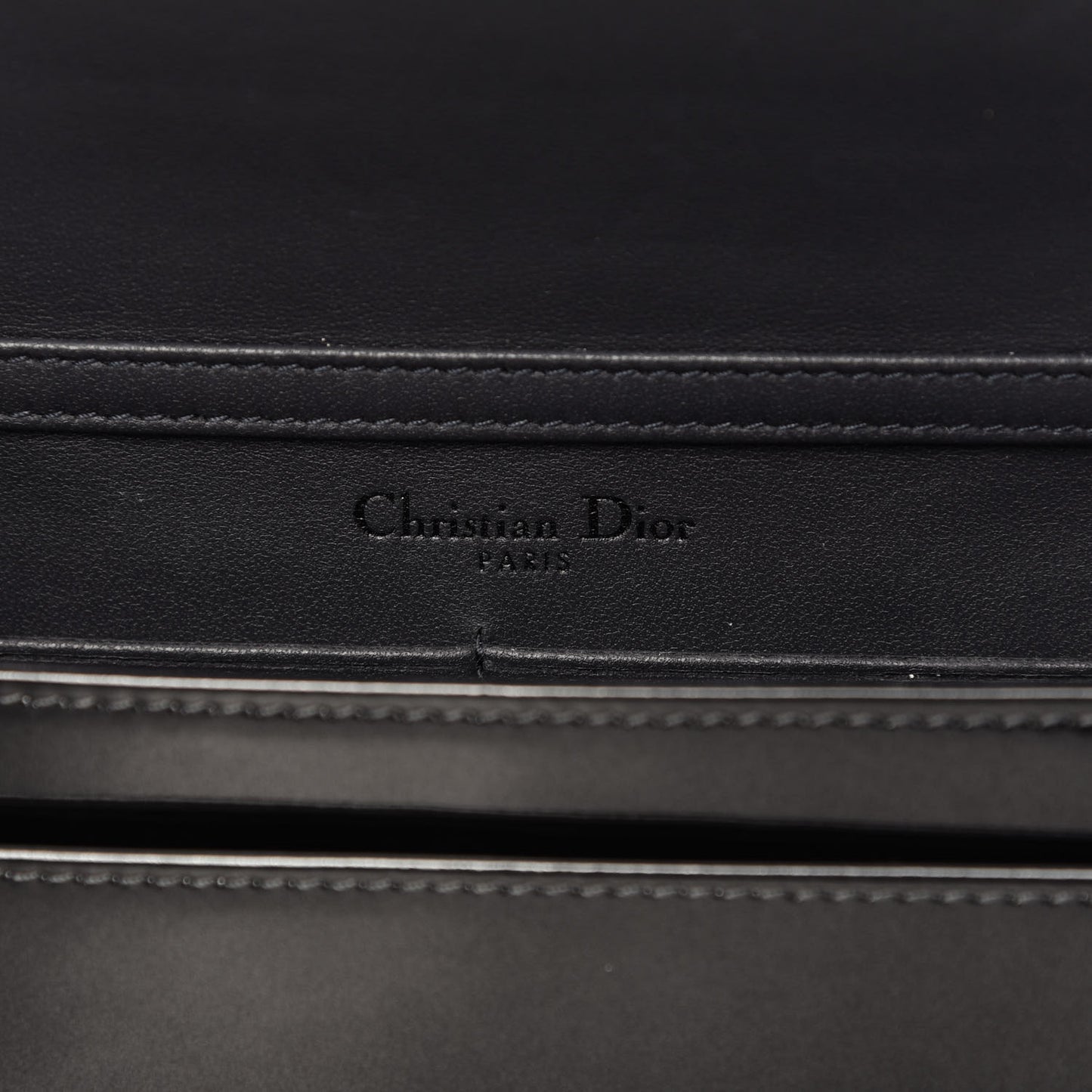 Metallic Patent Micro-Cannage Diorama Wallet on Chain Pouch Onyx Black