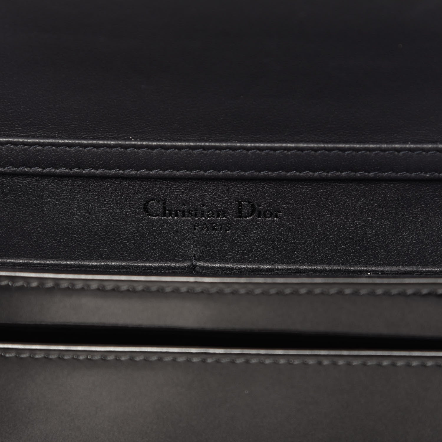 Christian Dior Metallic Patent Micro-Cannage Diorama Wallet on Chain Pouch Onyx Black 8 of 9