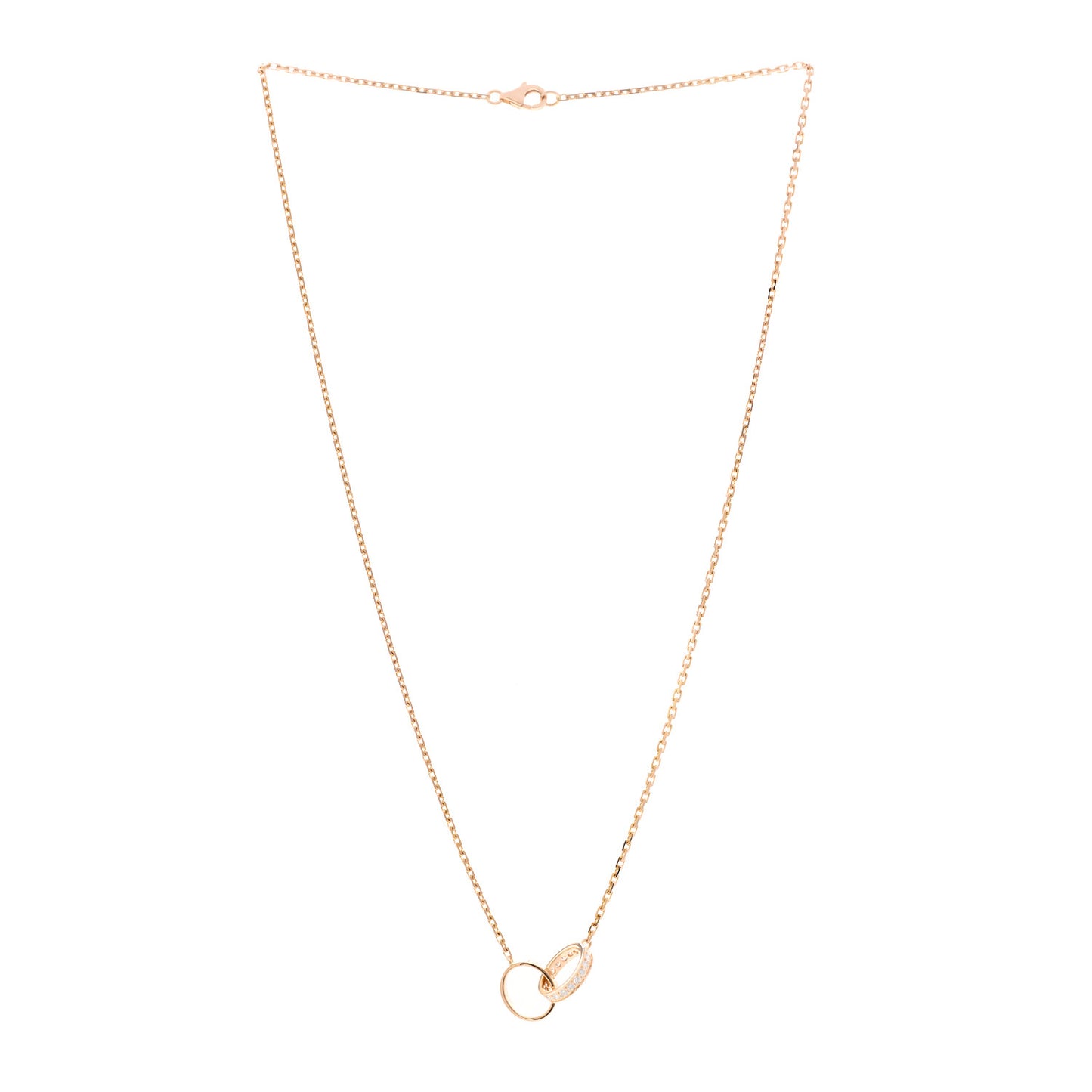 18K Pink Gold Diamond Interlocking LOVE Necklace