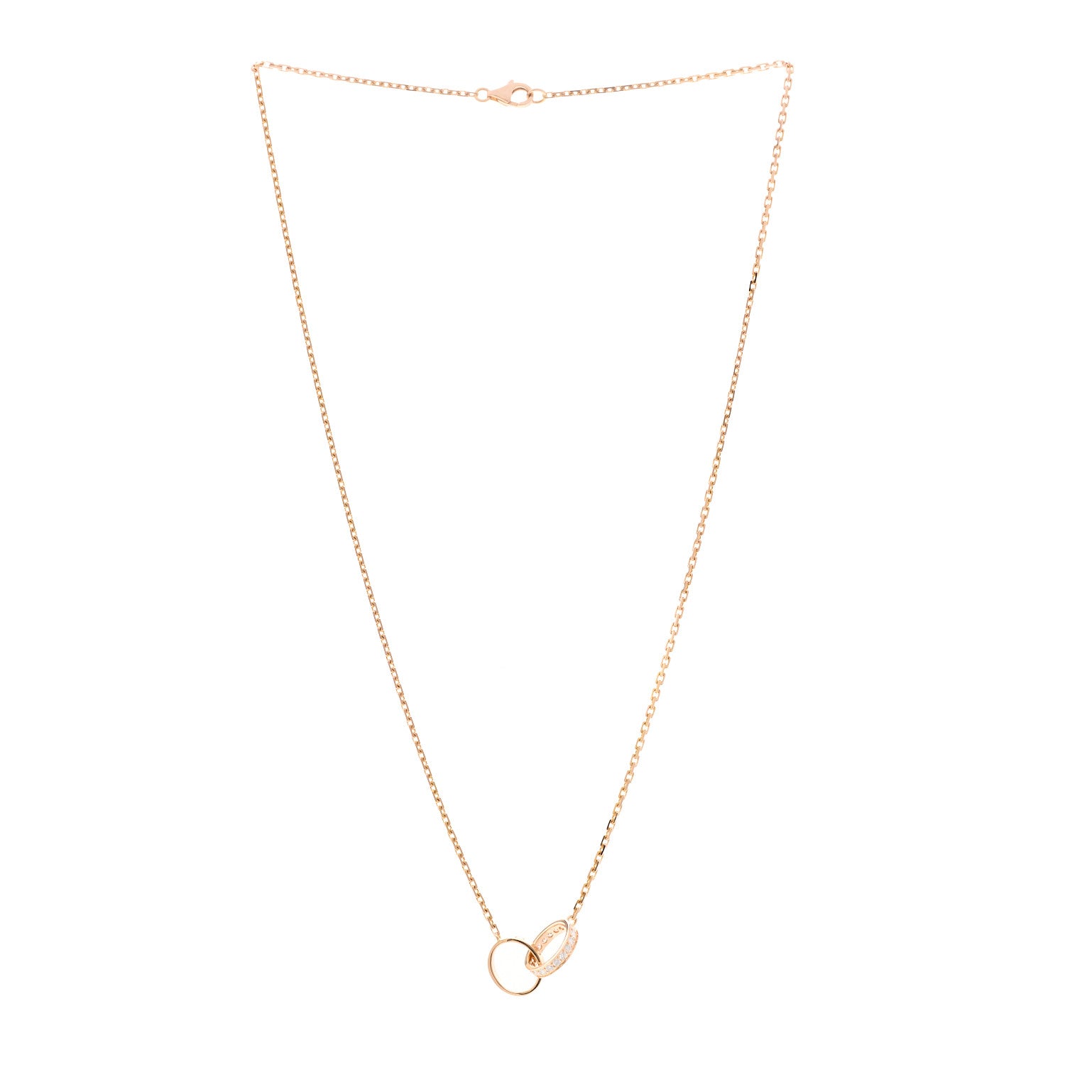 Cartier 18K Pink Gold Diamond Interlocking LOVE Necklace 3 of 5