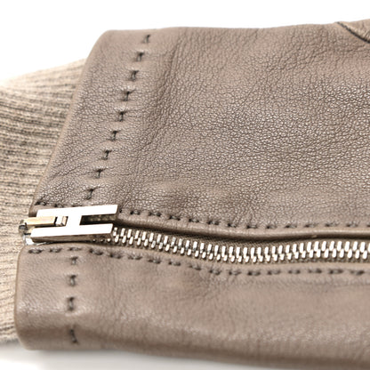 Hermes Lambskin Cashmere Gloves 8 Gris 4 of 4