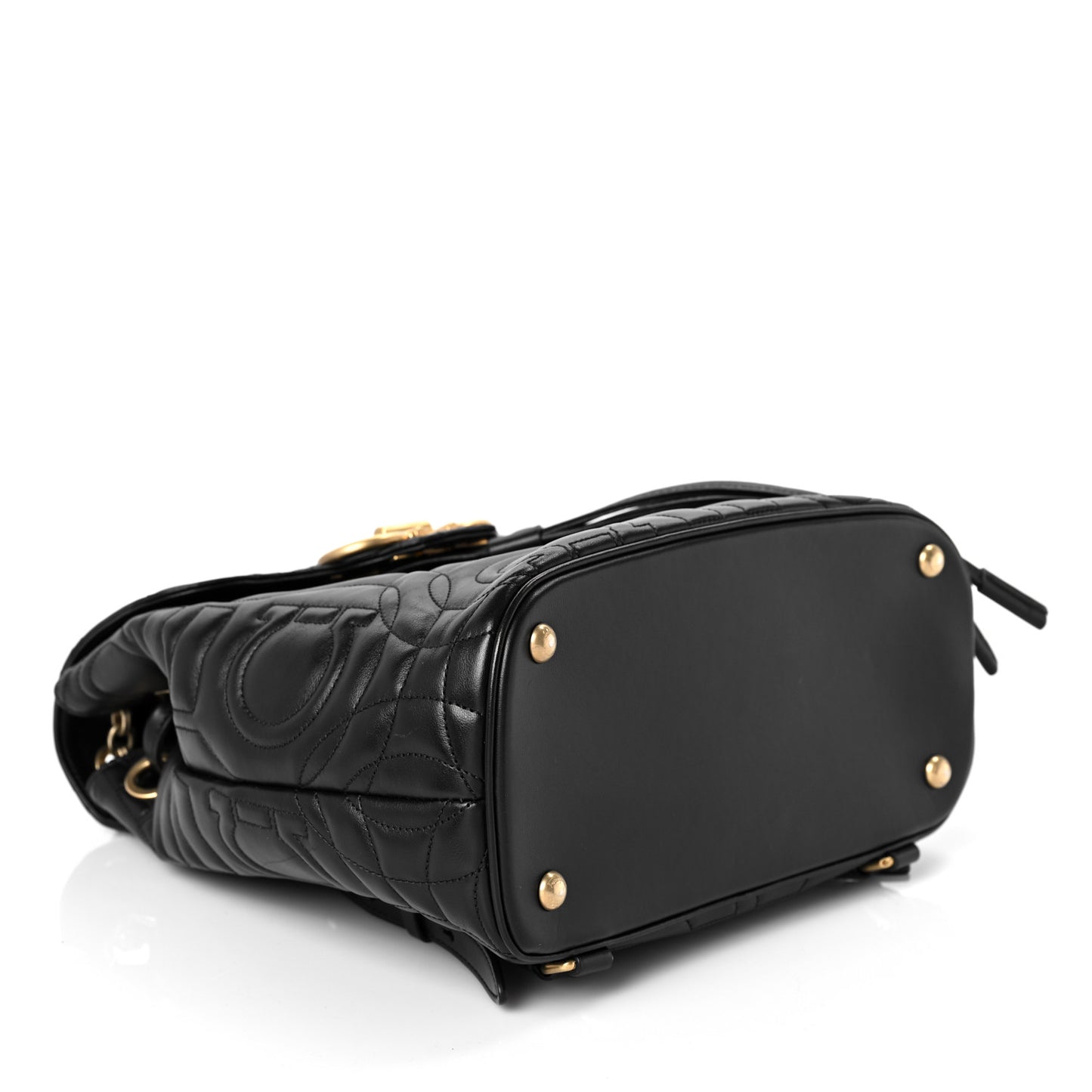 Calfskin Quilted Gancini Backpack Black