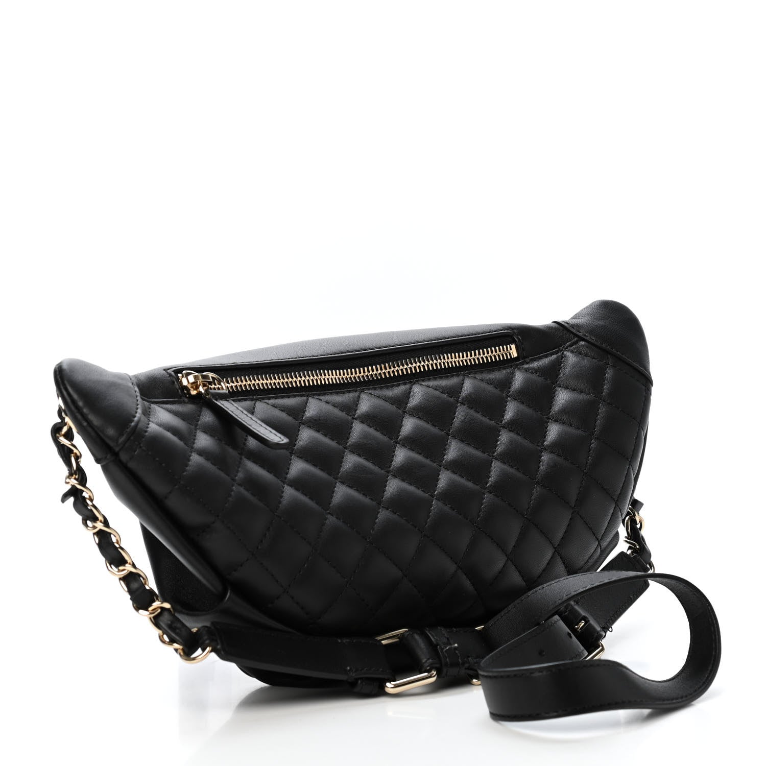 Chanel Lambskin Quilted Waist Bag Fanny Pack Black 2 of 4
