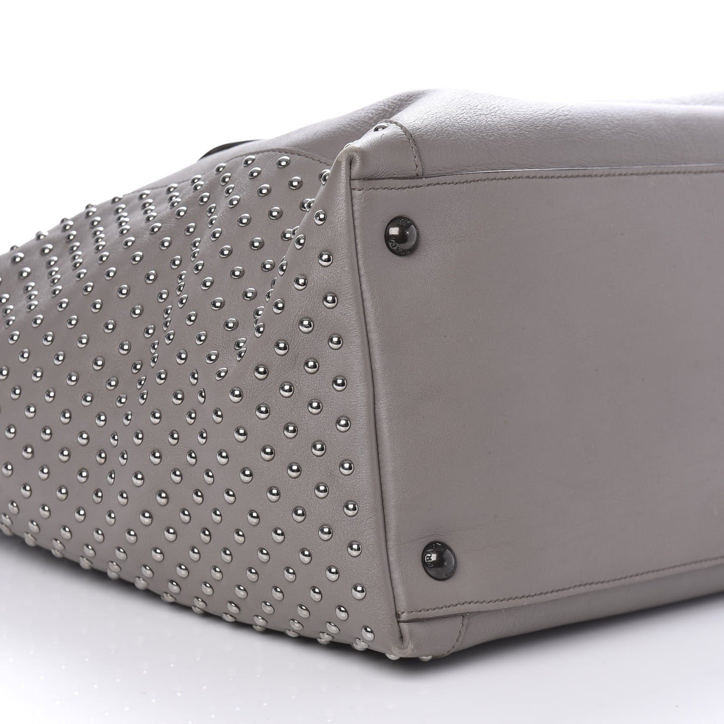 Calfskin Studded Shopping Tote Marmo